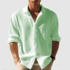 Men's Lapel Long Sleeve Shirt Fashion Solid Single Breasted Tops Fall Spring Clothing